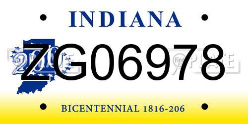 ZG06978 Indiana License Plate
