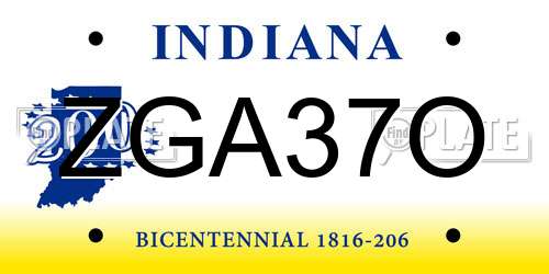 ZGA37O Indiana License Plate
