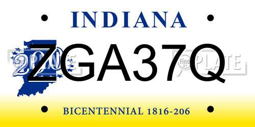 ZGA37Q Indiana License Plate