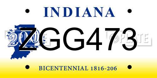 ZGG473 Indiana License Plate