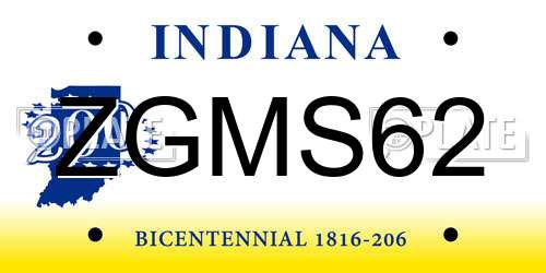 ZGMS62 Indiana License Plate