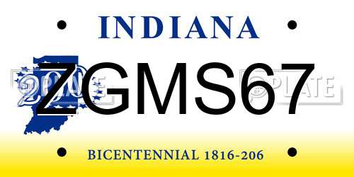 ZGMS67 Indiana License Plate