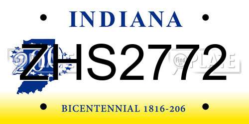 ZHS2772 Indiana License Plate