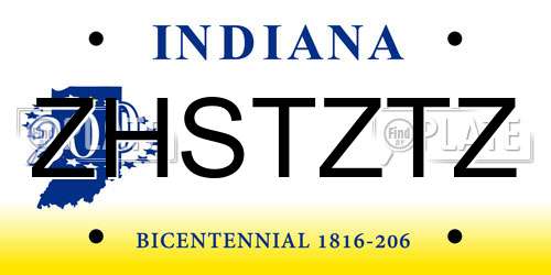 ZHSTZTZ Indiana License Plate
