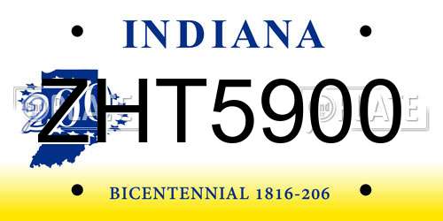 ZHT5900 Indiana License Plate