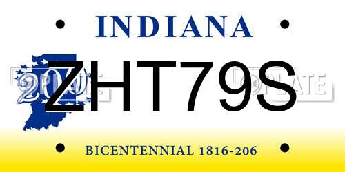ZHT79S Indiana License Plate