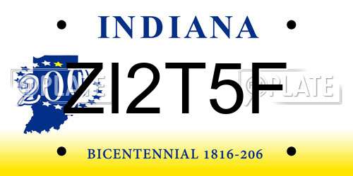 ZI2T5F Indiana License Plate