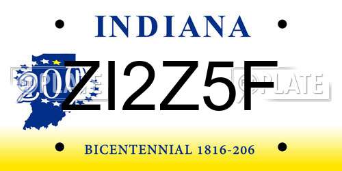 ZI2Z5F Indiana License Plate