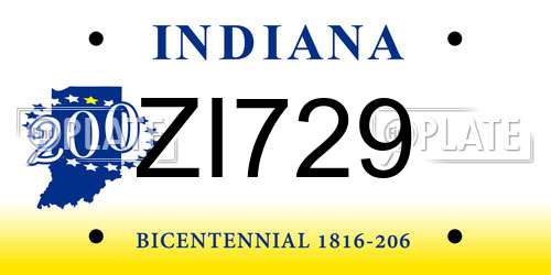 ZI729 Indiana License Plate