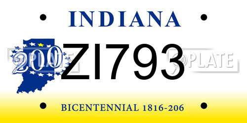 ZI793 Indiana License Plate