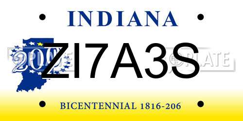 ZI7A3S Indiana License Plate