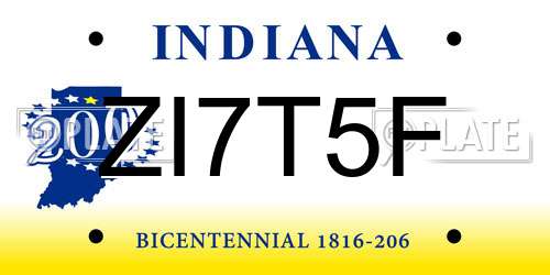 ZI7T5F Indiana License Plate
