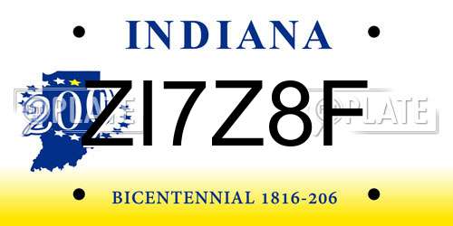 ZI7Z8F Indiana License Plate