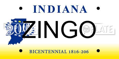 ZINGO Indiana License Plate