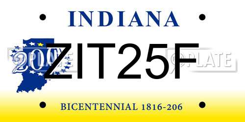 ZIT25F Indiana License Plate