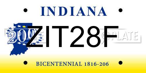 ZIT28F Indiana License Plate