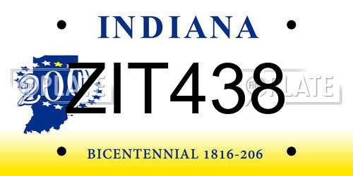 ZIT438 Indiana License Plate