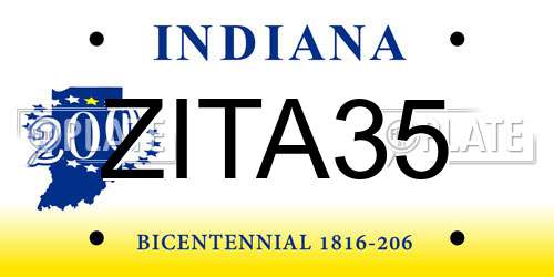 ZITA35 Indiana License Plate