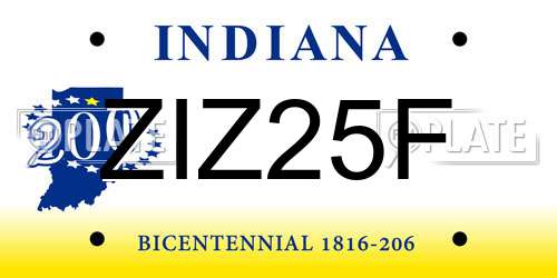 ZIZ25F Indiana License Plate
