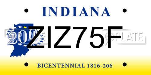 ZIZ75F Indiana License Plate