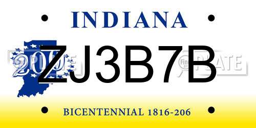 ZJ3B7B Indiana License Plate