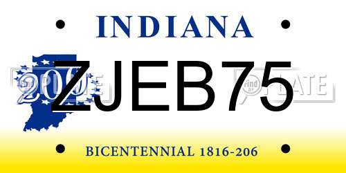 ZJEB75 Indiana License Plate