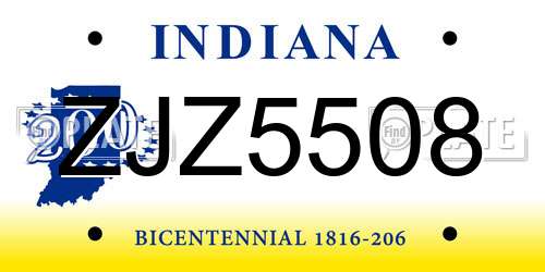 ZJZ5508 Indiana License Plate