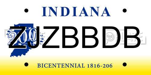 ZJZBBDB Indiana License Plate