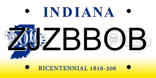 ZJZBBOB Indiana License Plate
