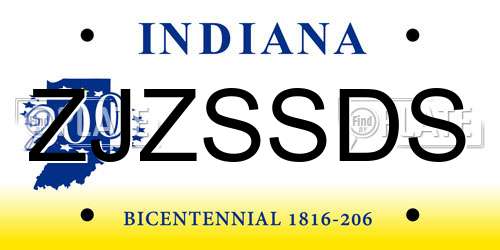ZJZSSDS Indiana License Plate