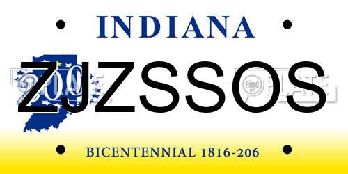ZJZSSOS Indiana License Plate
