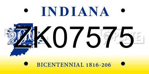 ZK07575 Indiana License Plate