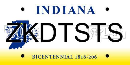 ZKDTSTS Indiana License Plate
