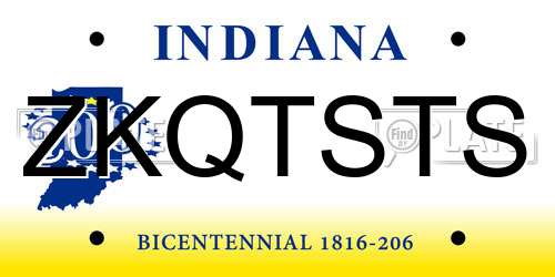 ZKQTSTS Indiana License Plate