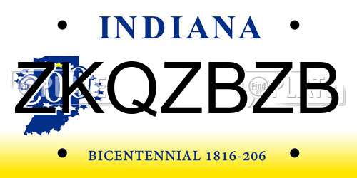 ZKQZBZB Indiana License Plate