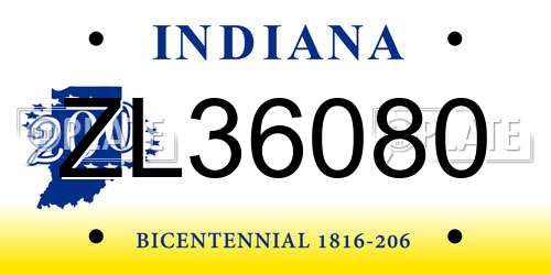 ZL36080 Indiana License Plate