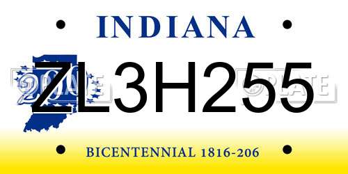 ZL3H255 Indiana License Plate