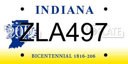 ZLA497 Indiana License Plate