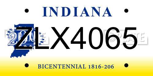 ZLX4065 Indiana License Plate