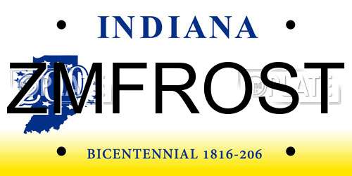 ZMFROST Indiana License Plate