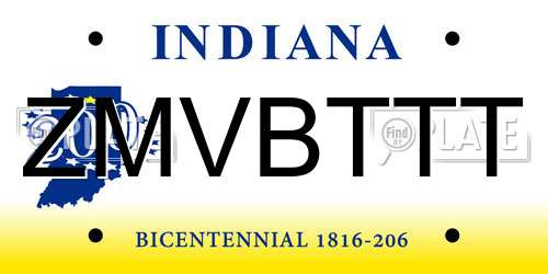 ZMVBTTT Indiana License Plate