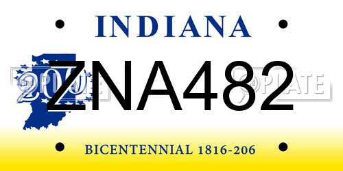 ZNA482 Indiana License Plate
