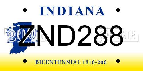 ZND288 Indiana License Plate