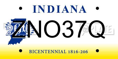 ZNO37Q Indiana License Plate