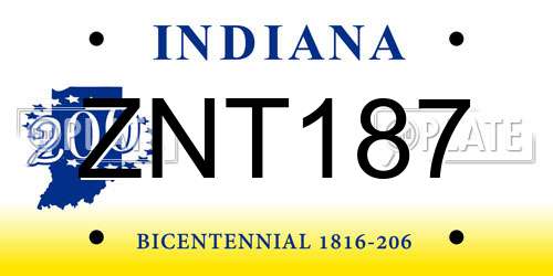 ZNT187 Indiana License Plate