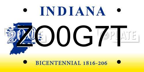 ZO0G7T Indiana License Plate