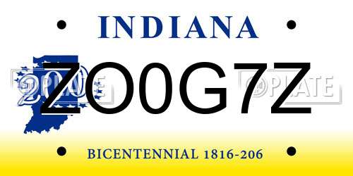 ZO0G7Z Indiana License Plate