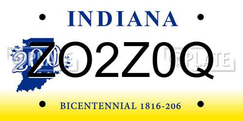 ZO2Z0Q Indiana License Plate