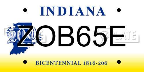 ZOB65E Indiana License Plate