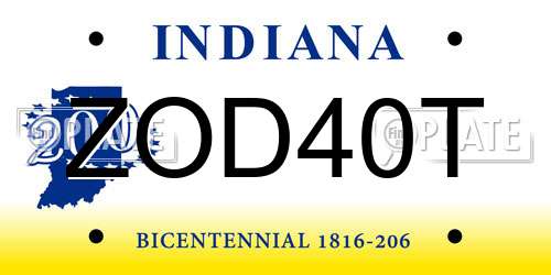 ZOD40T Indiana License Plate